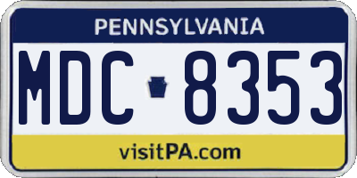 PA license plate MDC8353