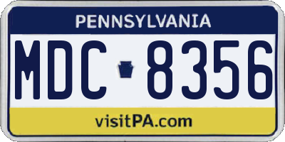 PA license plate MDC8356