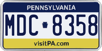 PA license plate MDC8358
