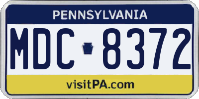 PA license plate MDC8372