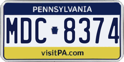 PA license plate MDC8374