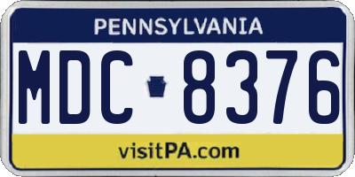 PA license plate MDC8376