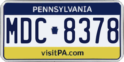 PA license plate MDC8378