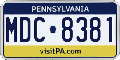 PA license plate MDC8381