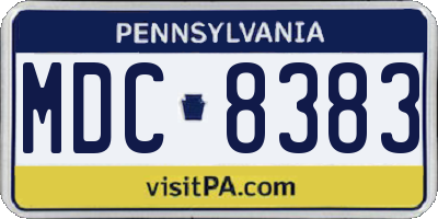 PA license plate MDC8383