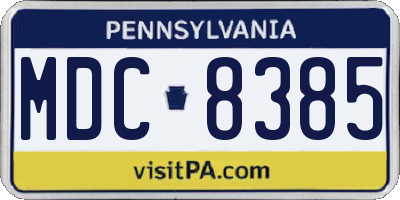 PA license plate MDC8385