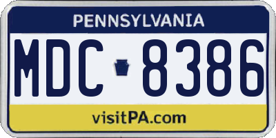 PA license plate MDC8386