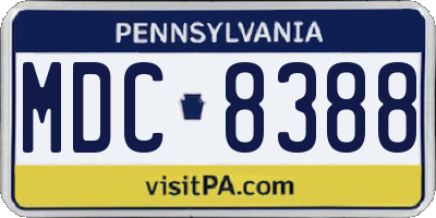 PA license plate MDC8388