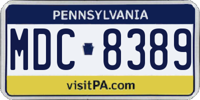 PA license plate MDC8389