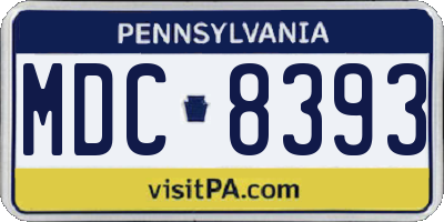 PA license plate MDC8393