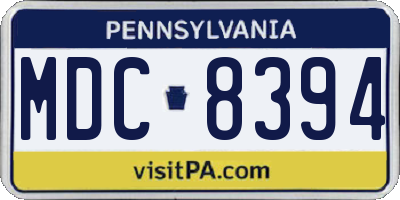 PA license plate MDC8394