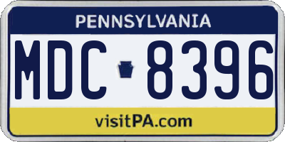 PA license plate MDC8396