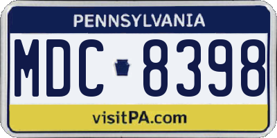 PA license plate MDC8398