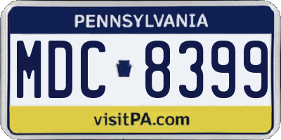 PA license plate MDC8399
