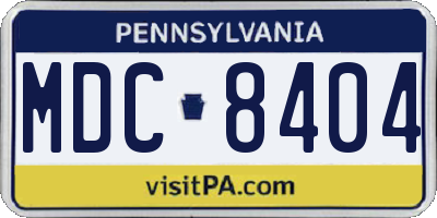 PA license plate MDC8404