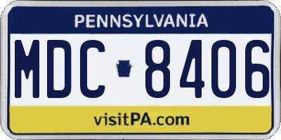 PA license plate MDC8406