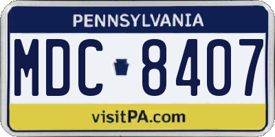 PA license plate MDC8407