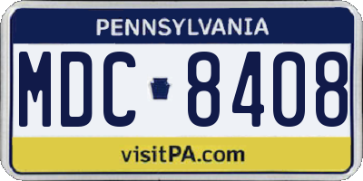 PA license plate MDC8408