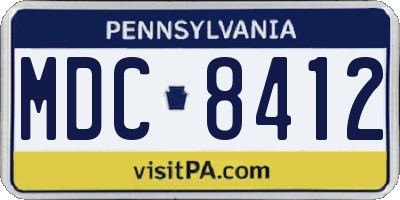 PA license plate MDC8412