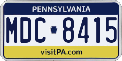 PA license plate MDC8415