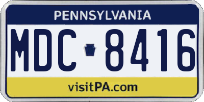 PA license plate MDC8416
