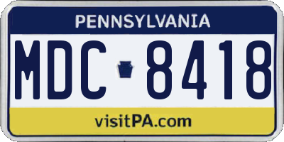 PA license plate MDC8418