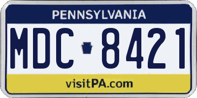 PA license plate MDC8421