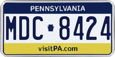 PA license plate MDC8424