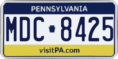 PA license plate MDC8425