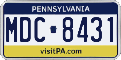 PA license plate MDC8431