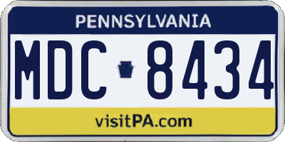 PA license plate MDC8434