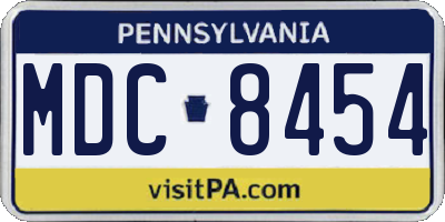 PA license plate MDC8454