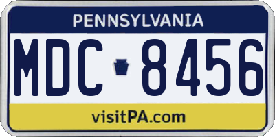 PA license plate MDC8456