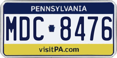PA license plate MDC8476
