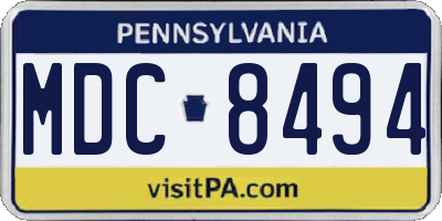 PA license plate MDC8494