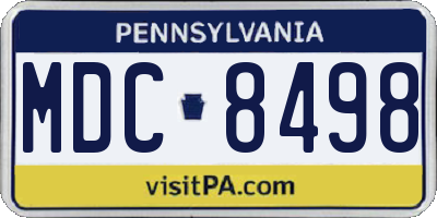 PA license plate MDC8498