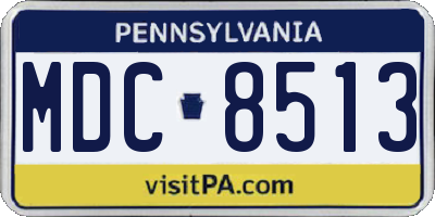 PA license plate MDC8513