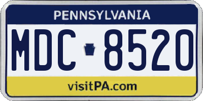 PA license plate MDC8520