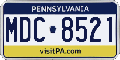 PA license plate MDC8521