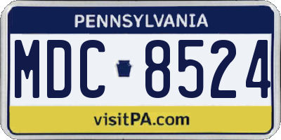 PA license plate MDC8524
