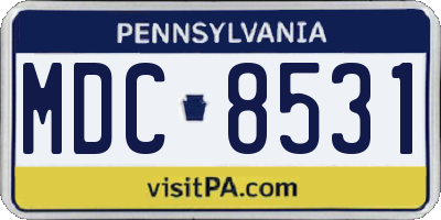 PA license plate MDC8531