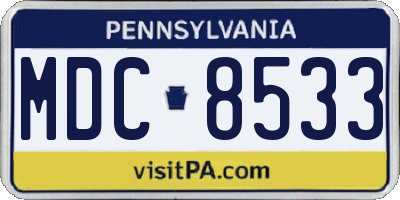 PA license plate MDC8533
