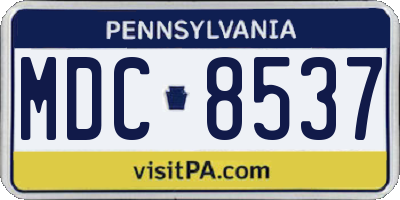PA license plate MDC8537