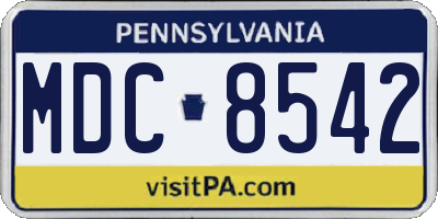 PA license plate MDC8542