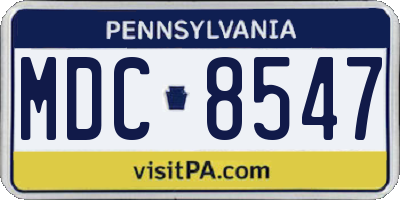PA license plate MDC8547