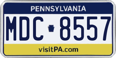 PA license plate MDC8557