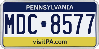 PA license plate MDC8577