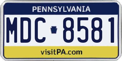 PA license plate MDC8581