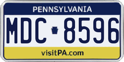 PA license plate MDC8596