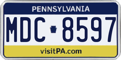 PA license plate MDC8597